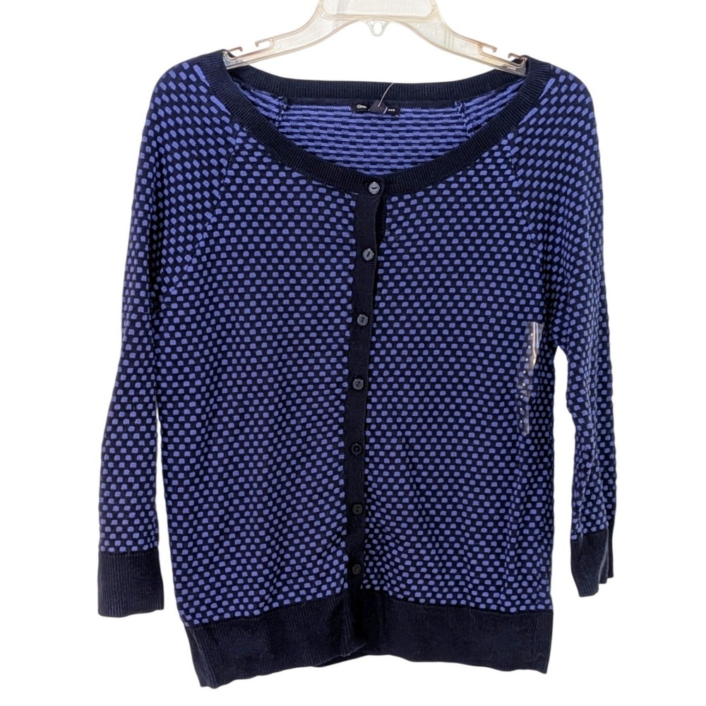 Gap Women's Button Front Cardigan Sweater Blue Dot Long Sleeve Medium‎ NWT